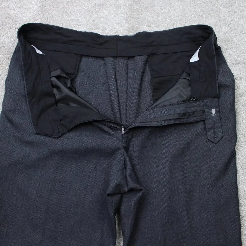 Joseph & Feiss International Trio Pants Mens 40x32 Gray Pleated 100% Wool Cuffed